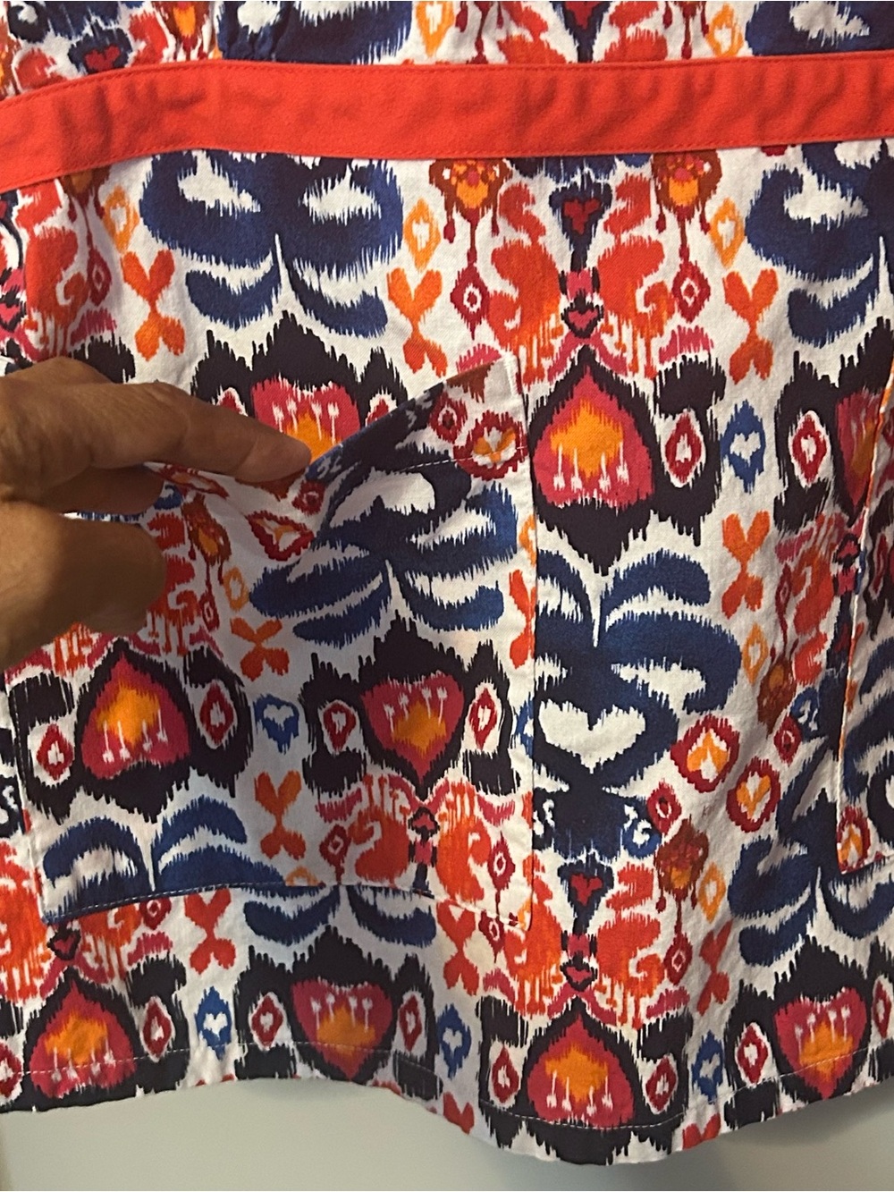 Koi Scrub Top Colorful Orange Multi V-neck Side Waist Tie Pockets Sz M - Picture 4 of 11